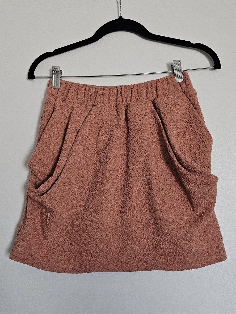 Rienda Gyaru Japan Textured Drape Pencil Skirt Terracotta Pink Brown
